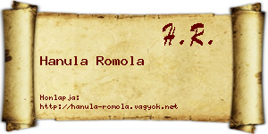 Hanula Romola névjegykártya